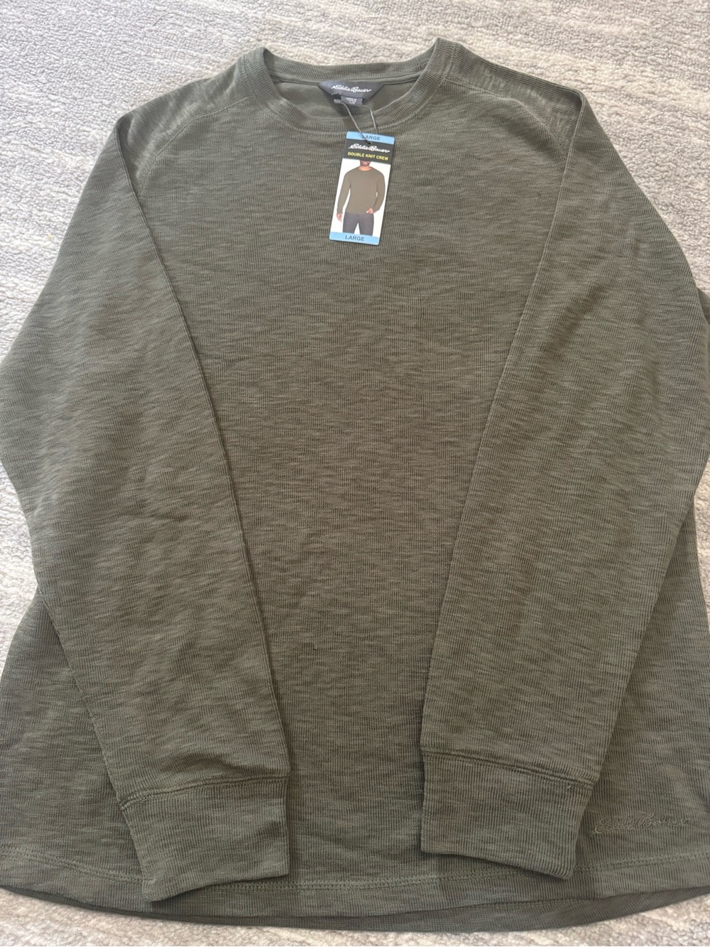 Eddie Bauer Olive Green Long-Sleeve Crewneck Sweatshirt